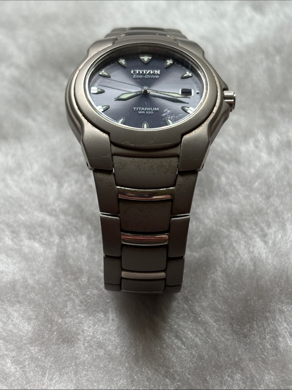 Citizen Eco Drive Titanium Men's Watch with Blue Dial and Silver Bracelet - Picture 3 of 9
